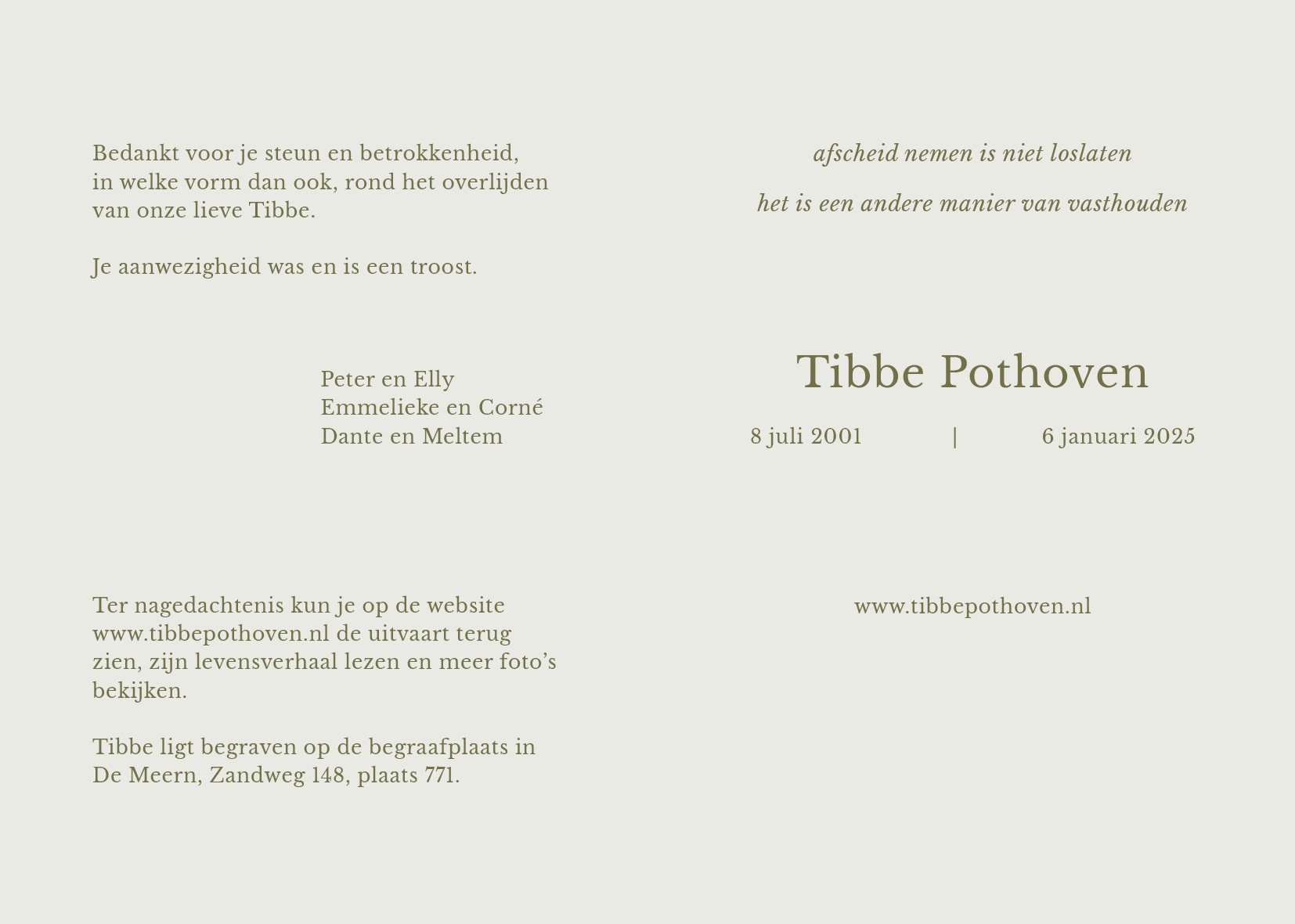 Bedankkaart Tibbe Pothoven 2 Bedankkaart Tibbe Pothoven 2
